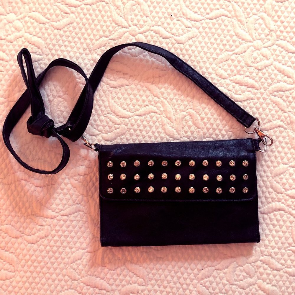 Black purse with gem detail